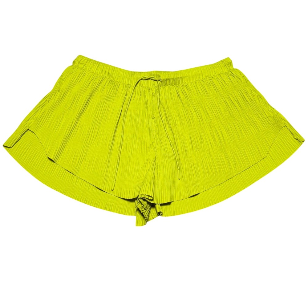 FP Movement Free People Shirr Enough Short Pleated Lined Green Women M Active